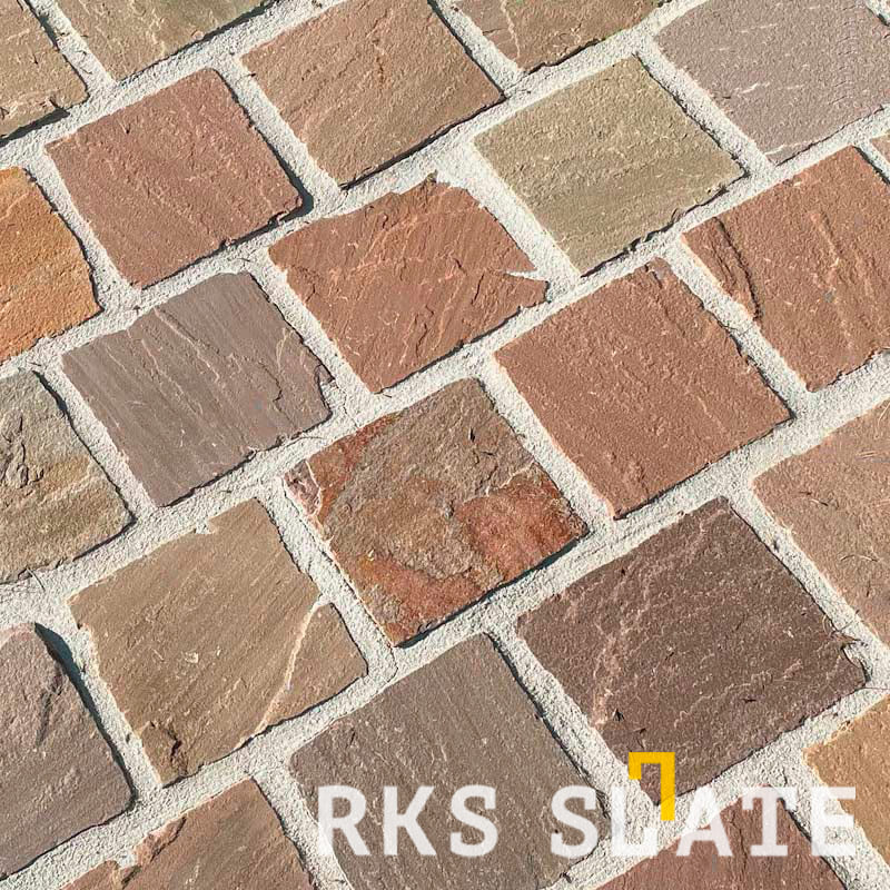 RKS Slate Belgian Multi 100х100 мм. Прочная тротуарная плитка и плитка для пола из натурального песчаника. Лучшая цена на плитку из камня известняк