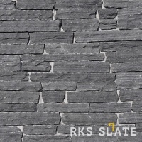 Натуральный камень для фасада RKS SLATE Monsoon Black Quartz Strips